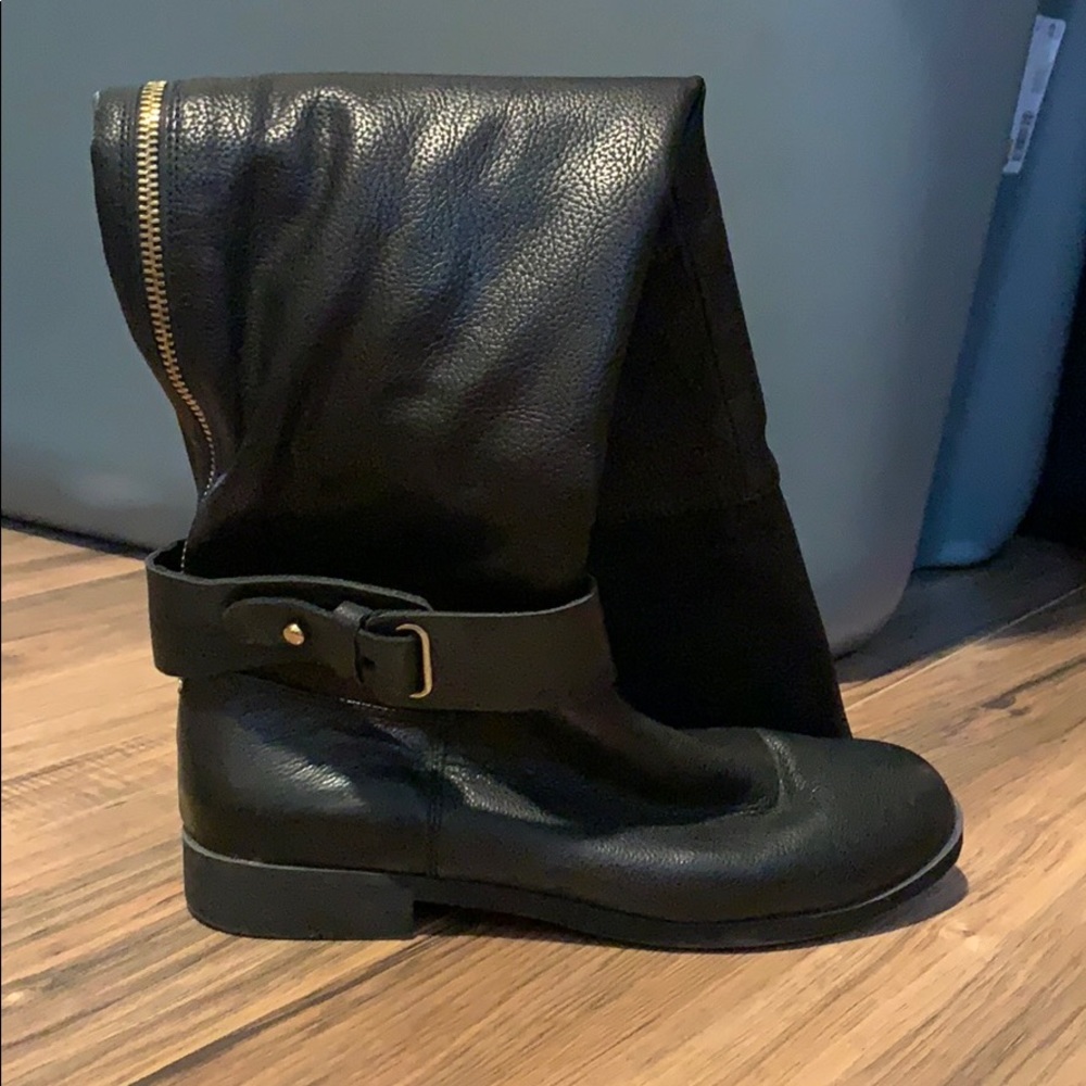 Black Faux Leather Over the Knee Boots - Picture 3 of 5
